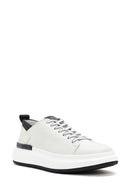 Men's White Thick Sole Lace Up Leather Sneaker | Derimod Men's White Thick Sole Lace Up Leather Sneaker | Derimod