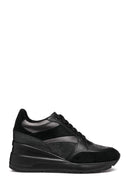 Geox Women's Black D Zosma Lace-Up Wedge Heel Leather Sneakers | Derimod Geox Women's Black D Zosma Lace-Up Wedge Heel Leather Sneakers | Derimod