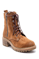 Women's Suede Zipper Detailed Boots | Derimod Women's Suede Zipper Detailed Boots | Derimod