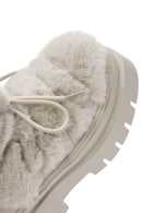 Women's Cream Thick Soled Plush Detailed Boots | Derimod Women's Cream Thick Soled Plush Detailed Boots | Derimod