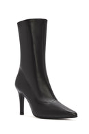 Kadın Siyah Fermuarlı İnce Topuklu Deri Bot | Derimod Kadın Siyah Fermuarlı İnce Topuklu Deri Bot | Derimod