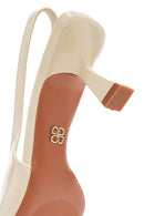Women's Cream Open Back Thin Heeled Shoes | Derimod Women's Cream Open Back Thin Heeled Shoes | Derimod