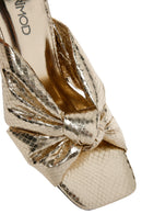 Women's Gold Transparent Thick Heeled Metallic Slippers | Derimod Women's Gold Transparent Thick Heeled Metallic Slippers | Derimod