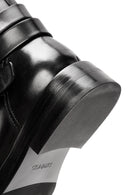 Women's Black Buckled Biker Leather Boots | Derimod Women's Black Buckled Biker Leather Boots | Derimod