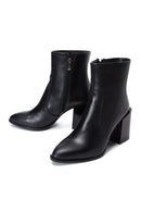 Women's Black Leather Heeled Classic Boots | Derimod Women's Black Leather Heeled Classic Boots | Derimod