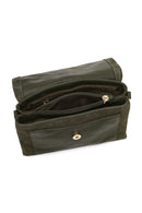 Woman Green Long-Strap Suede Crossbody Bag | Derimod Woman Green Long-Strap Suede Crossbody Bag | Derimod