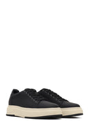 Male Black Lace-Up Thick-Soled Leather Sneaker | Derimod Male Black Lace-Up Thick-Soled Leather Sneaker | Derimod