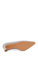 Woman Light Blue Thick-Heeled Leather Stiletto | Derimod Woman Light Blue Thick-Heeled Leather Stiletto | Derimod