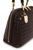 Woman Brown Long-Strap Knitted Classic Shoulder Bag | Derimod Woman Brown Long-Strap Knitted Classic Shoulder Bag | Derimod