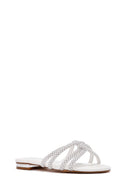 Women's White Stone Slippers | Derimod Women's White Stone Slippers | Derimod