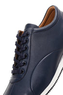 Men's Navy Blue Lace-up Leather Casual Sneaker | Derimod Men's Navy Blue Lace-up Leather Casual Sneaker | Derimod