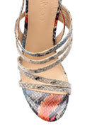 Women's Snakeskin Patterned Heeled Sandals | Derimod Women's Snakeskin Patterned Heeled Sandals | Derimod