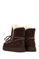 Woman Brown Lace-up Thick-soled Suede Teddy Boots | Derimod Woman Brown Lace-up Thick-soled Suede Teddy Boots | Derimod