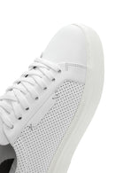 Erkek Beyaz Bağcıklı Deri Sneaker | Derimod Erkek Beyaz Bağcıklı Deri Sneaker | Derimod