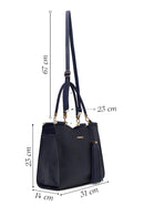 Woman Navy Long-Strap Printed Classic Shoulder Bag | Derimod Woman Navy Long-Strap Printed Classic Shoulder Bag | Derimod
