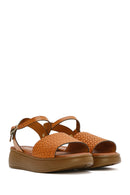Women's Brown Ankle-Strap Braided Thick-Soled Leather Sandals | Derimod Women's Brown Ankle-Strap Braided Thick-Soled Leather Sandals | Derimod