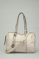 Cream Women's Shoulder Bag with Staple Detail | Derimod Cream Women's Shoulder Bag with Staple Detail | Derimod