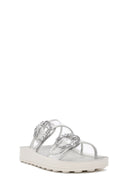 Women's Transparent Double Buckle Stone-Embellished Slippers | Derimod Women's Transparent Double Buckle Stone-Embellished Slippers | Derimod