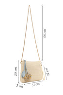 Woman Light Beige Wicker Clutch Bag with Long Chain Strap | Derimod Woman Light Beige Wicker Clutch Bag with Long Chain Strap | Derimod
