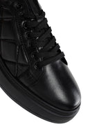 Men's Black Lace-Up Quilted Leather Casual Sneaker | Derimod Men's Black Lace-Up Quilted Leather Casual Sneaker | Derimod