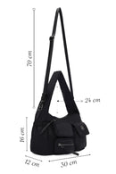 Women Black Long Strap Fabric Shoulder Bag | Derimod Women Black Long Strap Fabric Shoulder Bag | Derimod