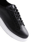 Male Black Lace-Up Thick-Soled Leather Sneaker | Derimod Male Black Lace-Up Thick-Soled Leather Sneaker | Derimod