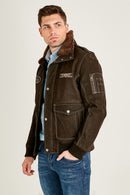 Air Force Erkek Kahverengi Yakası Kürklü Armalı Nubuk Deri Pilot Mont | Derimod Air Force Erkek Kahverengi Yakası Kürklü Armalı Nubuk Deri Pilot Mont | Derimod