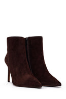 Woman Brown Zip Closure Thin-Heeled Suede Boots | Derimod Woman Brown Zip Closure Thin-Heeled Suede Boots | Derimod
