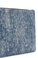 Women's Blue Long Chain Strap Jean Fabric Clutch Bag | Derimod Women's Blue Long Chain Strap Jean Fabric Clutch Bag | Derimod