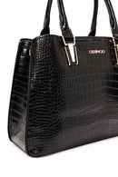 Women's Black Long Strap Crocodile Handbag | Derimod Women's Black Long Strap Crocodile Handbag | Derimod