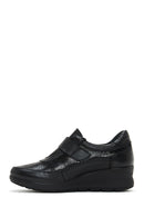 Women's Black Leather Wedge Heeled Comfort Shoes | Derimod Women's Black Leather Wedge Heeled Comfort Shoes | Derimod