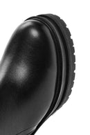 Women's Black Zippered High Thick Leather Heeled Boots | Derimod Women's Black Zippered High Thick Leather Heeled Boots | Derimod