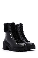 Women's Black Short Heeled Leather Boots | Derimod Women's Black Short Heeled Leather Boots | Derimod