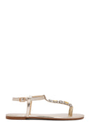 Women's Gold Stone Flip-Flop Sandals | Derimod Women's Gold Stone Flip-Flop Sandals | Derimod