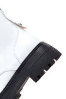 Women's White Leather Zippered Boots | Derimod Women's White Leather Zippered Boots | Derimod