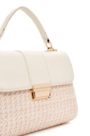 Women's Beige Long Strap Straw Shoulder Bag | Derimod Women's Beige Long Strap Straw Shoulder Bag | Derimod
