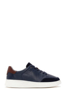 Men's Navy Blue Leather Sneaker | Derimod Men's Navy Blue Leather Sneaker | Derimod