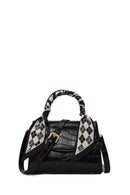 Woman Black Croco Mini Shoulder Bag with Long Strap | Derimod Woman Black Croco Mini Shoulder Bag with Long Strap | Derimod