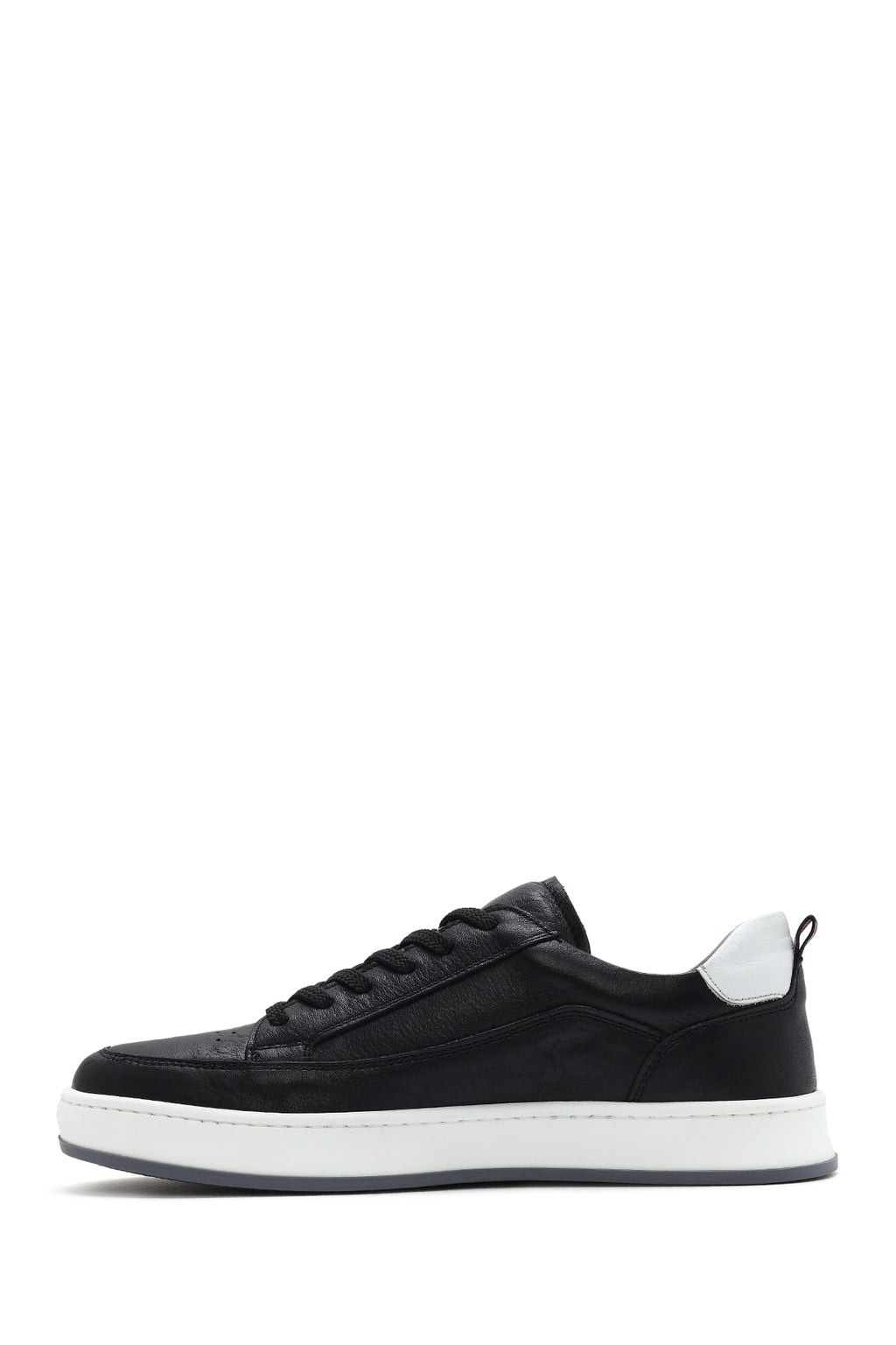 Erkek Siyah Bağcıklı Deri Sneaker