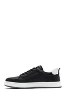 Erkek Siyah Bağcıklı Deri Sneaker | Derimod Erkek Siyah Bağcıklı Deri Sneaker | Derimod