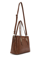 Woman Taba Long-Strap Crocodile-Embossed Shoulder Bag | Derimod Woman Taba Long-Strap Crocodile-Embossed Shoulder Bag | Derimod