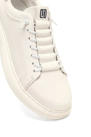 Male White Lace-Up Leather Sneaker | Derimod Male White Lace-Up Leather Sneaker | Derimod