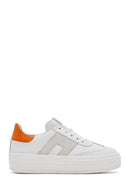 Women's White Lace-up Thick-Sole Leather Sneaker | Derimod Women's White Lace-up Thick-Sole Leather Sneaker | Derimod