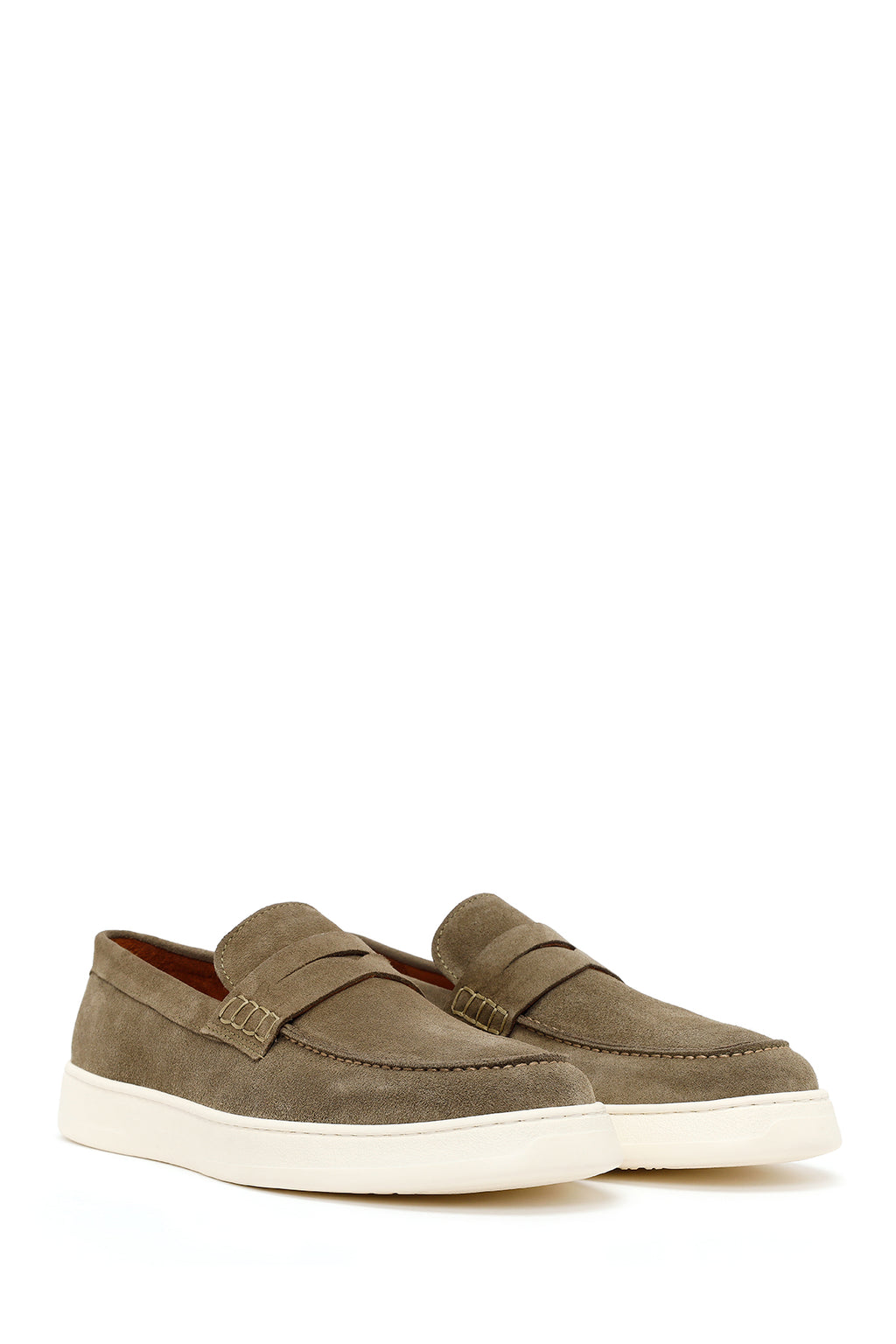 Erkek Haki Süet Deri Casual Loafer