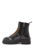 Harley Davidson Women's Black Jimmy Zipper Leather Combat Boots | Derimod Harley Davidson Women's Black Jimmy Zipper Leather Combat Boots | Derimod