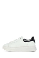Women's White Lace-up Thick-Sole Leather Sneaker | Derimod Women's White Lace-up Thick-Sole Leather Sneaker | Derimod