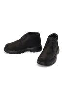 Male Black Lace-up Nubuck Leather Casual Boots | Derimod Male Black Lace-up Nubuck Leather Casual Boots | Derimod