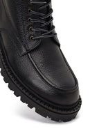Men's Black Zippered Leather Combat Boots | Derimod Men's Black Zippered Leather Combat Boots | Derimod