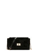 Women's Black Long Strap Plush Crossbody Bag | Derimod Women's Black Long Strap Plush Crossbody Bag | Derimod
