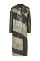 Shakira Women's Green Double-breasted Leather Trench Coat | Derimod Shakira Women's Green Double-breasted Leather Trench Coat | Derimod